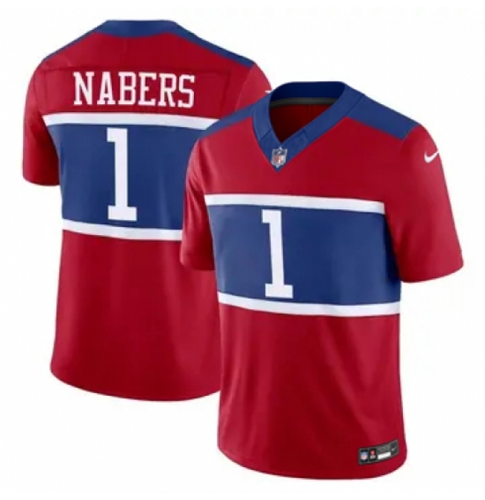 Youth Men New York Giants #1 Malik Nabers Red Vapor Untouchable Limited Stitched Jersey