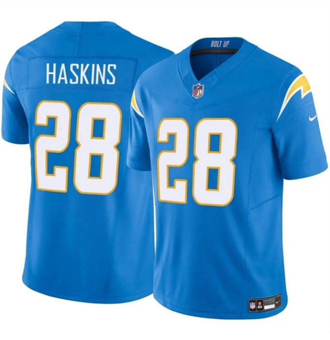 Men's Los Angeles Chargers #28 Hassan Haskins Blue 2024 F.U.S.E Vapor Limited Stitched Football Jersey