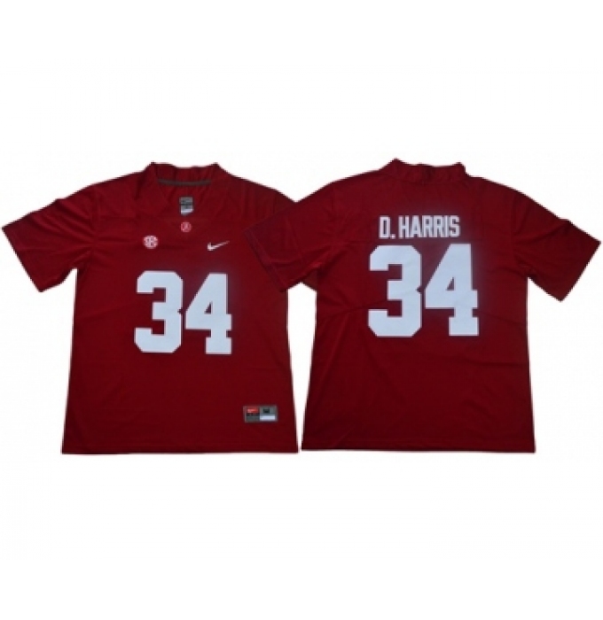 Crimson Tide #34 Damien Harris Red Limited Stitched NCAA Jersey