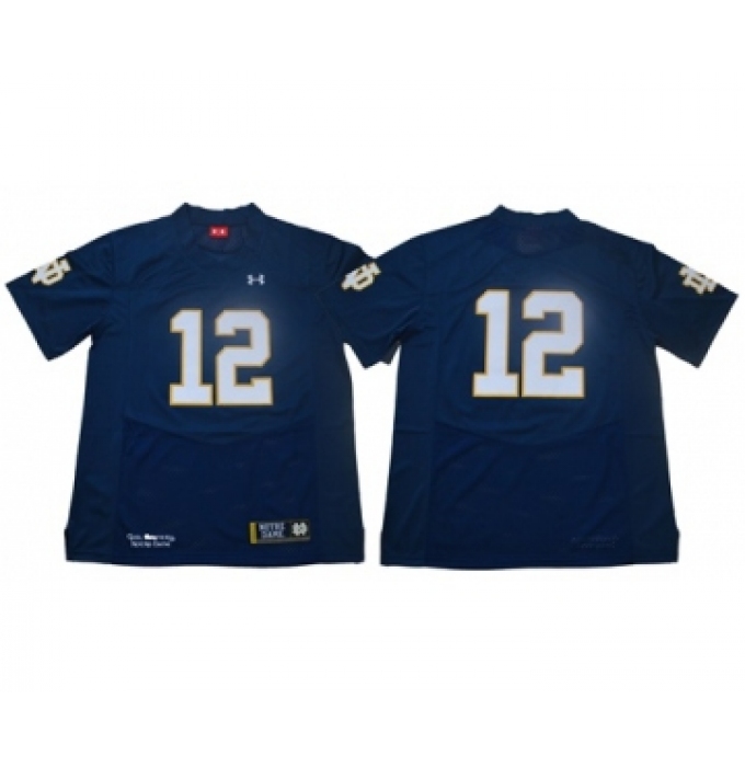 Fighting Irish #12 Ian Book Navy Blue Limited Stitched NCAA Jersey