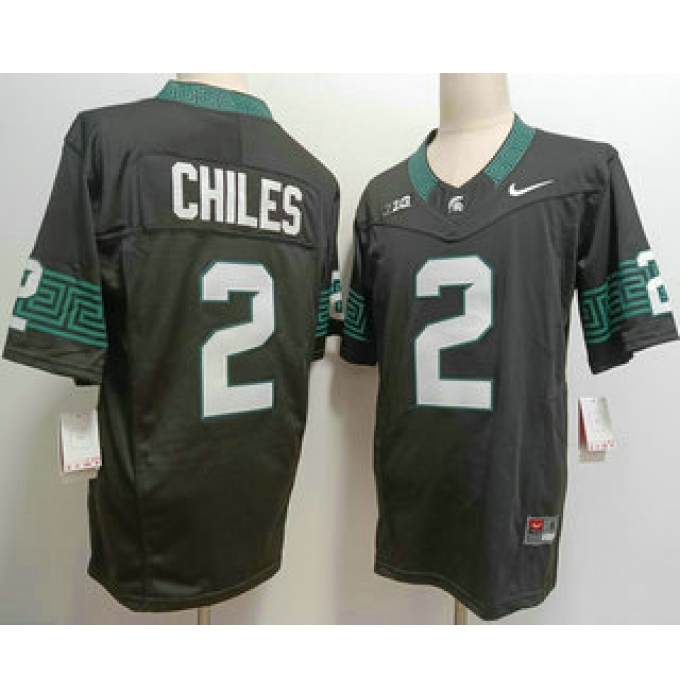 Men's Michigan State Spartans #2 Aidan Chiles Black FUSE College Football Jersey