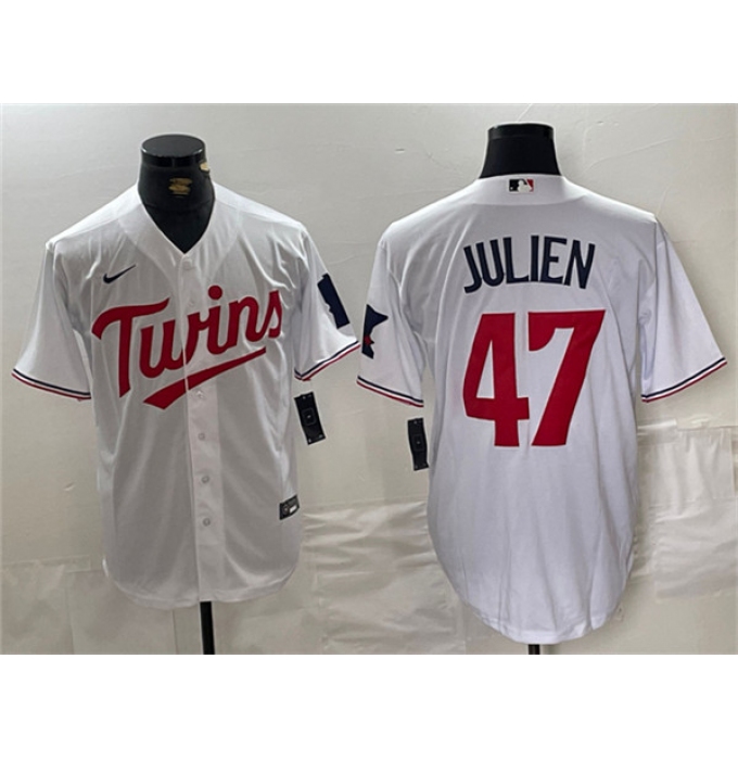 Men's Minnesota Twins #47 Edouard Julien White Cool Base Stitched Jerseys