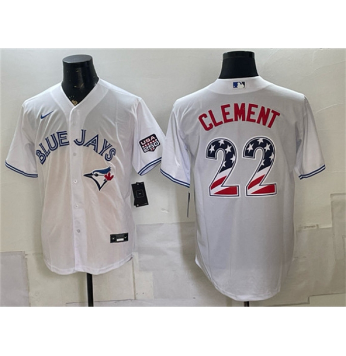 Men's Toronto Blue Jays #22 Ernie Clement White 2026 USA 250 Fourth of July Stitched Baseball Jersey