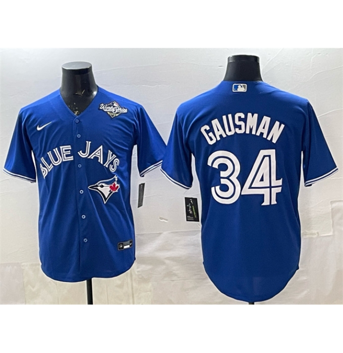 Men's Toronto Blue Jays #34 Kevin Gausman Royal 2025 World Series Cool Base Stitched Baseball Jersey