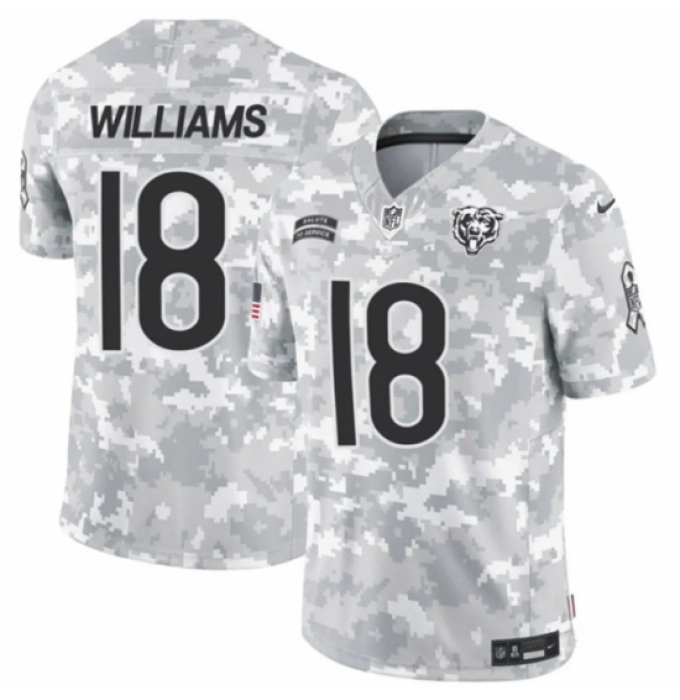 Youth Chicago Bears #18 Caleb Williams 2024 F U S E Arctic Camo Salute To Service Limited Stitched Football Jersey