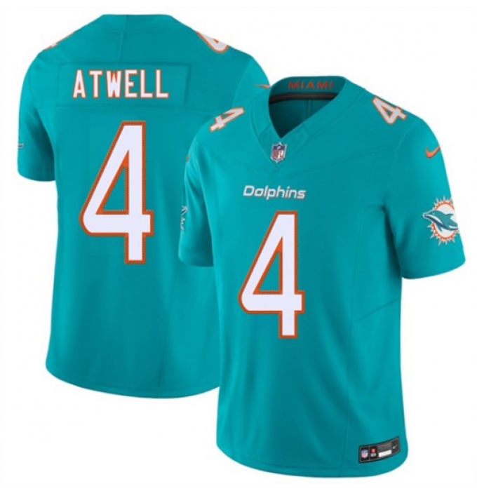 Men's Miami Dolphins #4 Tutu Atwell Aqua 2026 F.U.S.E. Vapor Limited Football Stitched Jersey