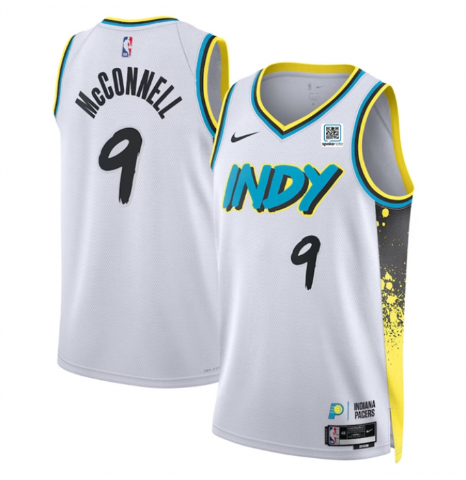 Men's Indiana Pacers #9 T.J. McConnell White 2024-25 City Edition Stitched Basketball Jersey