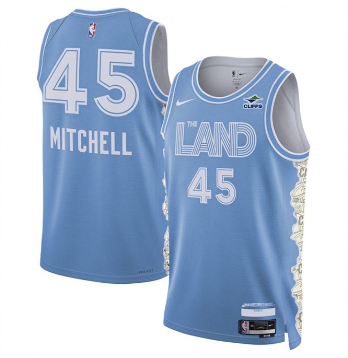 Men's Cleveland Cavaliers #45 Donovan Mitchell Light Blue 2024-25 City Edition Stitched Jersey