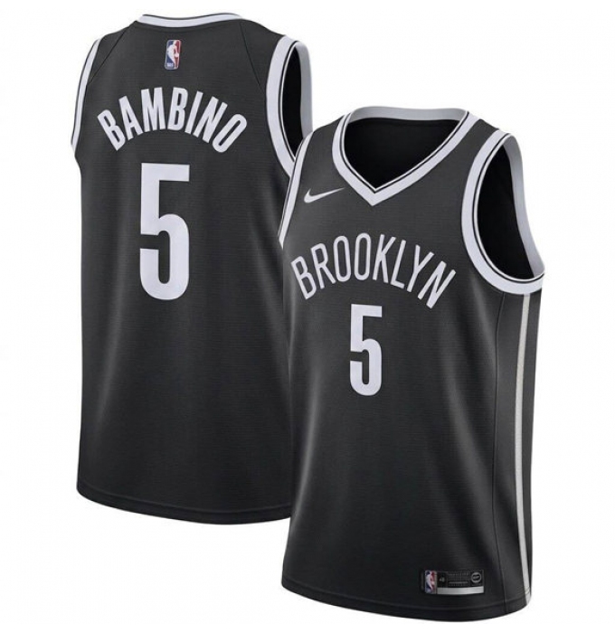 Men's Brooklyn Nets #5 Bambino Black Icon Edition Stitched Basketball Jersey