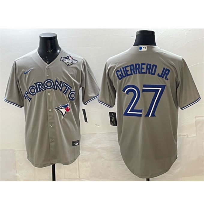 Men's Toronto Blue Jays #27 Vladimir Guerrero Jr. Gray 2025 World Series Cool Base Stitched Baseball Jersey