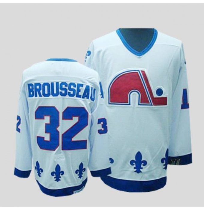 Nordiques #32 Paul Brousseau Stitched CCM Throwback white NHL Jersey