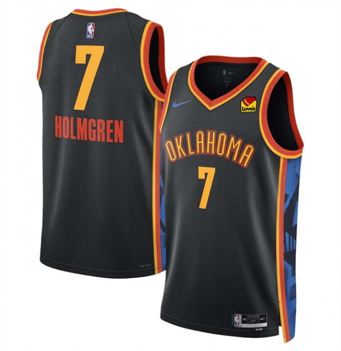 Men's Oklahoma City Thunder #7 Chet Holmgren Black 2024-25 City Edition Stitched Basketball Jersey