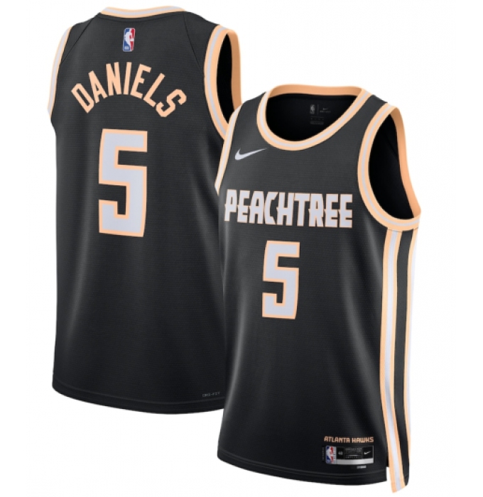 Men's Atlanta Hawks #5 Dyson Daniels Black 2025-26 City Edition Swingman Stitched Jersey