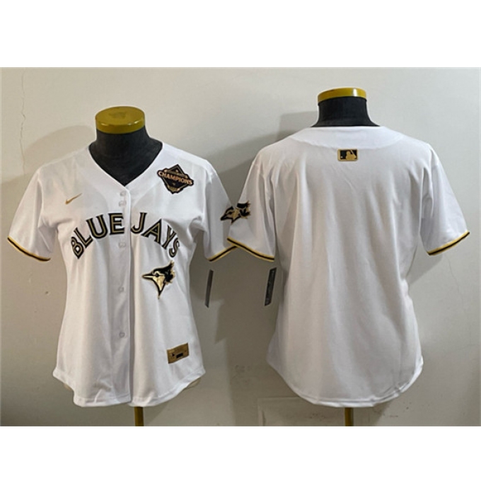 Youth Toronto Blue Jays Blank White Gold 2025 American League Champions Limited Stitched Jersey