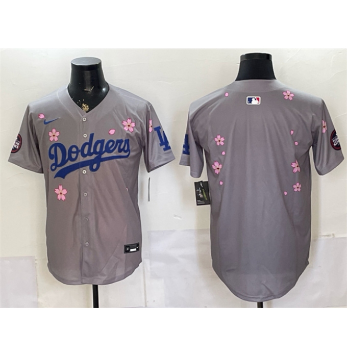Men's Los Angeles Dodgers Blank Grey 2025 Tokyo Series Limited Stitched Baseball Jersey