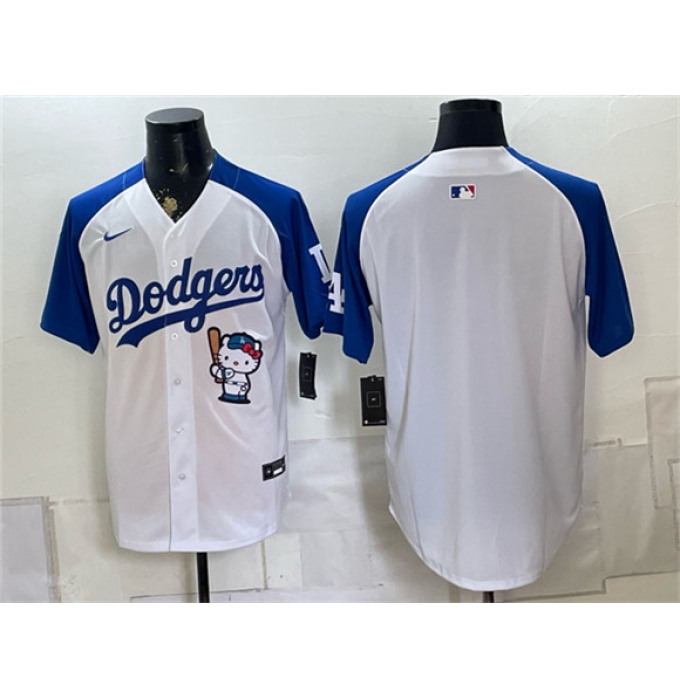 Men's Los Angeles Dodgers Blank White Royal Hello Kitty Vapor Limited Stitched Baseball Jersey
