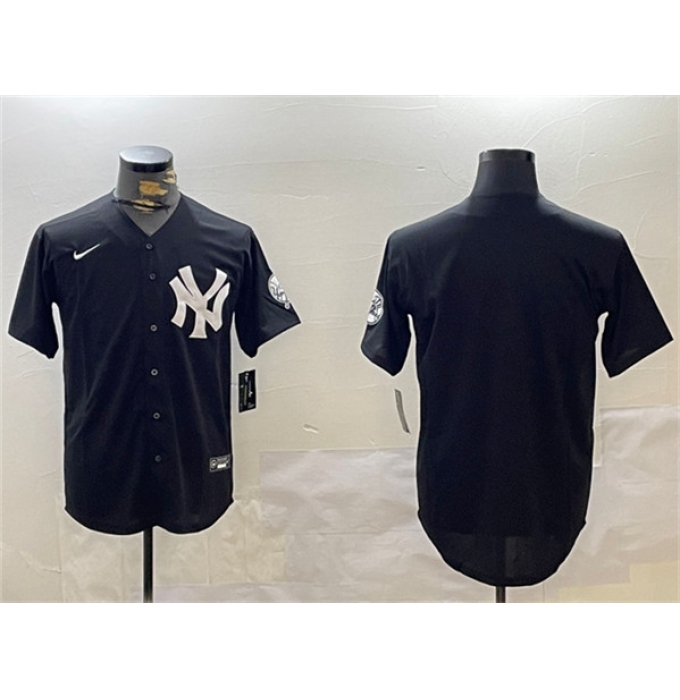 Men's New York Yankees Blank Black With Cool Base Stitched Baseball Jersey