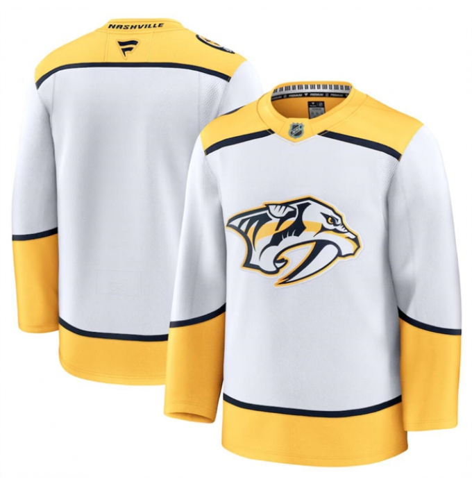 Men's Nashville Predators Blank White 2024-25 Away Stitched Hockey Jersey