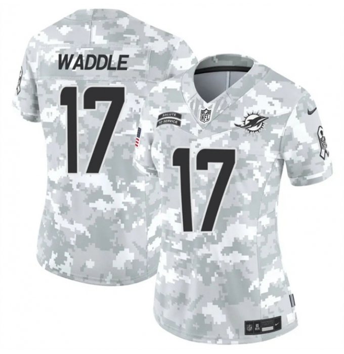 Women's Miami Dolphins #17 Jaylen Waddle 2024 F.U.S.E Arctic Camo Salute To Service Limited Stitched Football Jersey(Run Small)