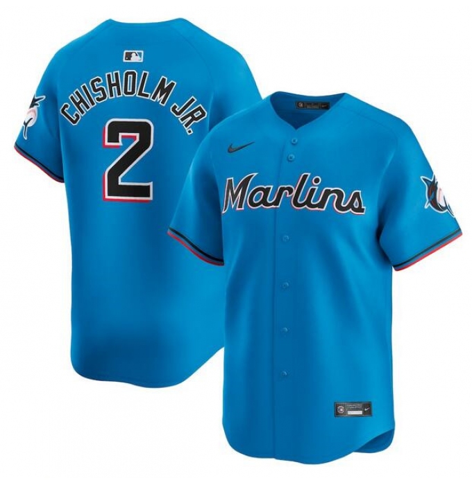 Men's Miami Marlins #2 Jazz Chisholm Jr. Blue Limited Stitched Baseball Jersey