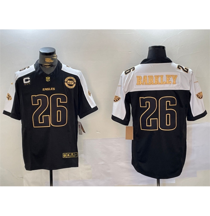 Men's Philadelphia Eagles #26 Saquon Barkley Black Gold 2024 New F.U.S.E. With 3-Star C Stitched Football Jersey