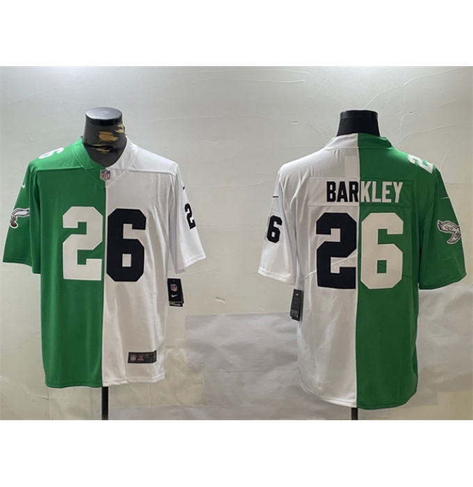 Men's Philadelphia Eagles #26 Saquon Barkley Green White Split Vapor Untouchable Limited Stitched Football Jersey