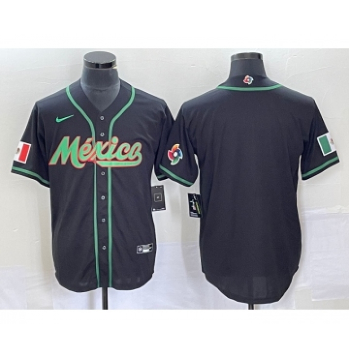 Men's Nike Mexico Baseball Blank NEW 2023 Black World Classic Stitched Jersey