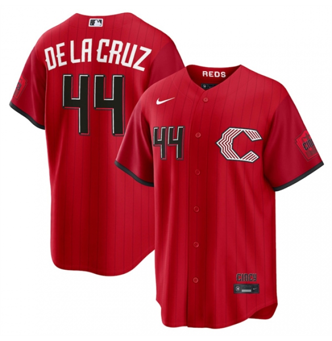 Men's Cincinnati Reds #44 Elly De La Cruz Red 2026 City Connect Stadium Stitched Baseball Jersey