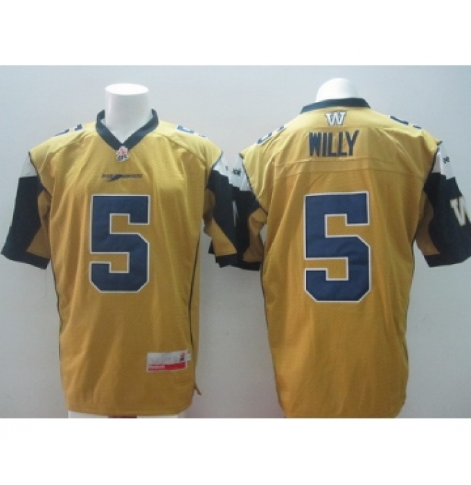 CFL Winnipeg Blue Bombers #5 Drew Willy Yellow Jersey