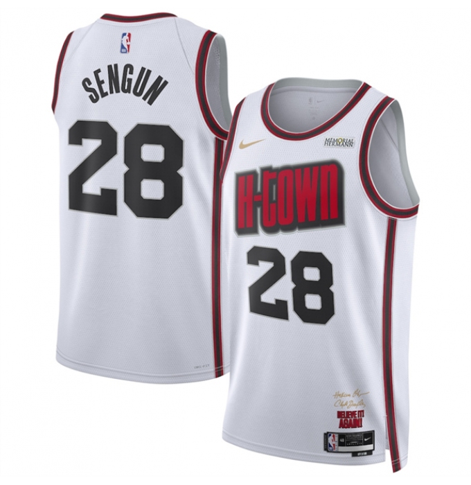 Men's Houston Rockets #28 Alperen Sengun White 2024 25 City Edition Stitched Jersey