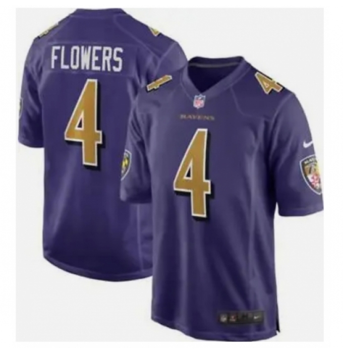 Men Baltimore Ravens #4 Zay Flowers Purple Rush Limited Stitched Football Jersey