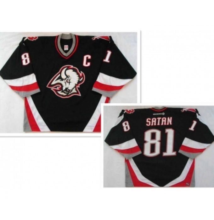 Men's Buffalo Sabres #81 Miroslav Satan road black NHL Jersey