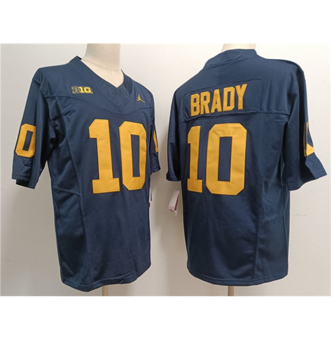 Men's Michigan Wolverines #10 Tom Brady 2023 F.U.S.E. Navy Stitched Jersey