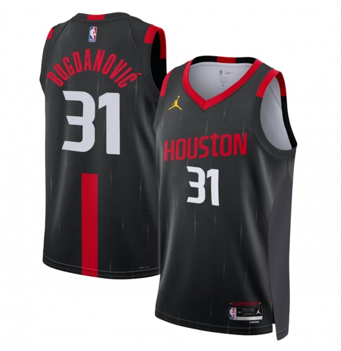 Men's Houston Rockets #31 Bogdan Bogdanovic Black 2026-27 Statement Swingman Stitched Jersey