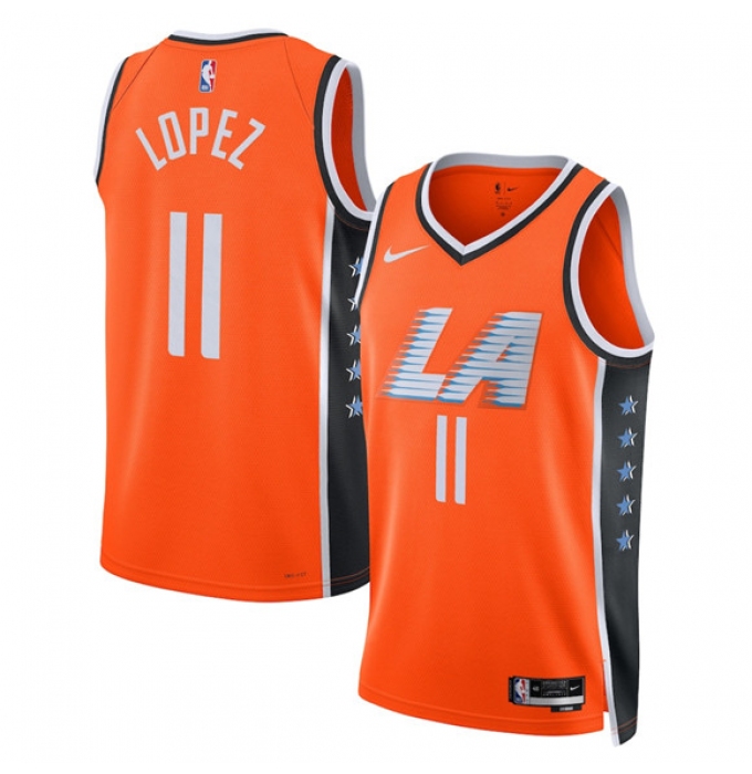 Men's Los Angeles Clippers #11 Brook Lopez Orange 2025-26 City Edition Swingman Stitched Jersey