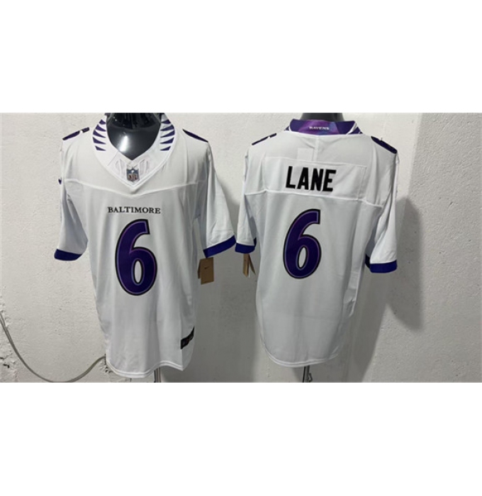 Men's Baltimore Ravens #6 Ja'Kobi Lane White 2026 F.U.S.E. Vapor Stitched Limited Football Stitched Jersey