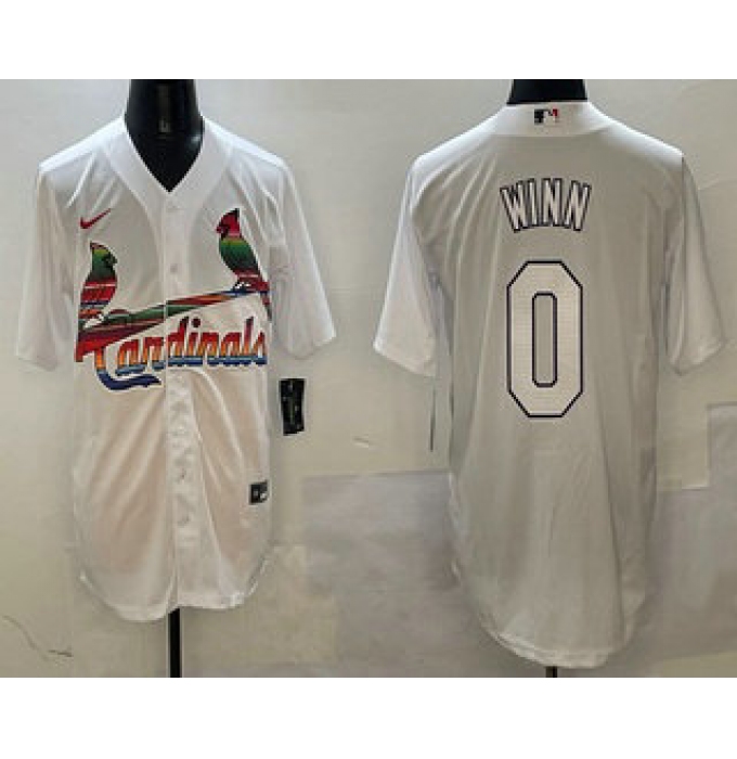 Men's St Louis Cardinals #0 Masyn Winn White Mexico Cool Base Stitched Jersey