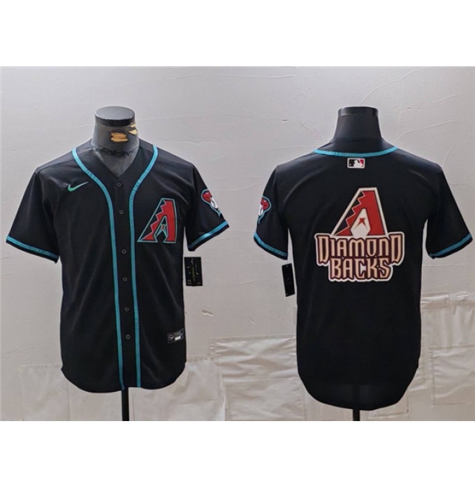 Men's Arizona Diamondbacks Black Team Big Logo Cool Base Stitched Baseball Jersey