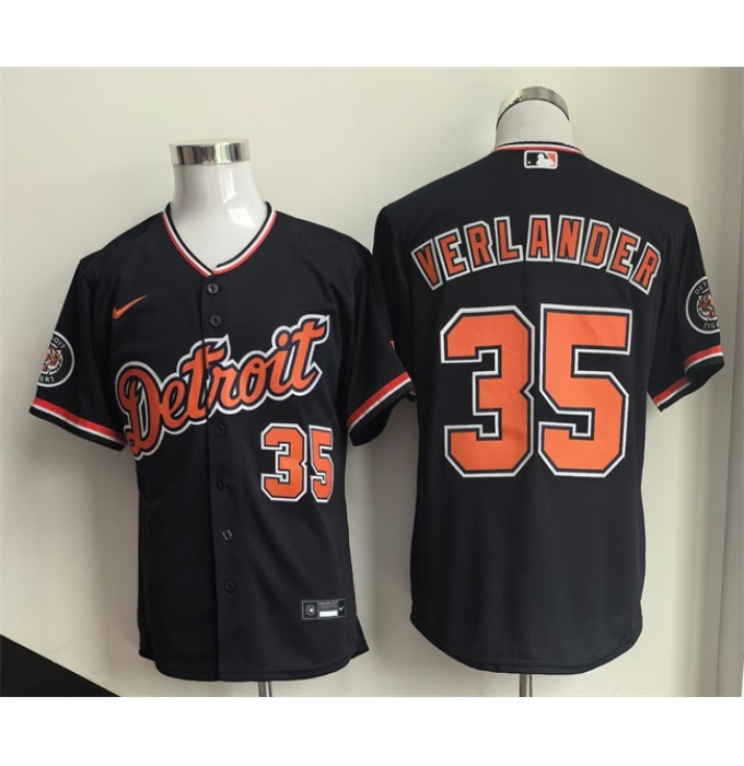 Men's Detroit Tigers #35 Justin Verlander Black 2026 Cool Base Stitched Baseball Jersey