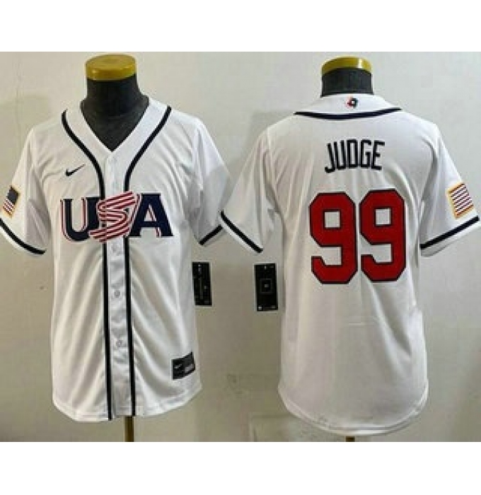 Youth USA #99 Aaron Judge White 2026 World Baseball Classic Cool Base Jersey