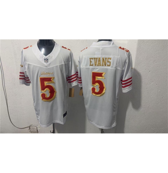 Men's San Francisco 49ers #5 Mike Evans White Gold 2026 F.U.S.E. “Rivalries” Vapor Limited Football Stitched Jersey