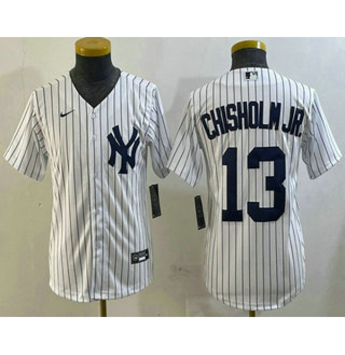 Youth New York Yankees #13 Jazz Chisholm Jr White Cool Base Stitched Jersey