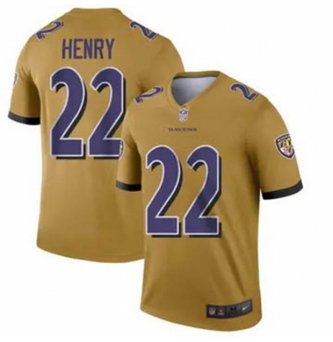 Men's Baltimore Ravens #22 Derrick Henry 2023 F U S E Rush Vapor Limited Football Stitched Jersey