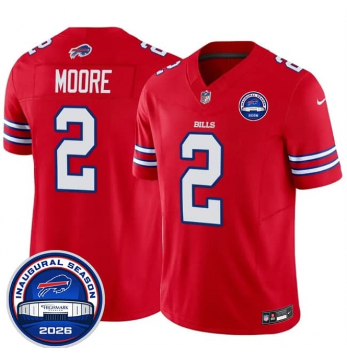 Men's Buffalo Bills #2 D.J. Moore Red F.U.S.E. 2026 Inaugural Season at Highmark Stadium Football Stitched Jersey
