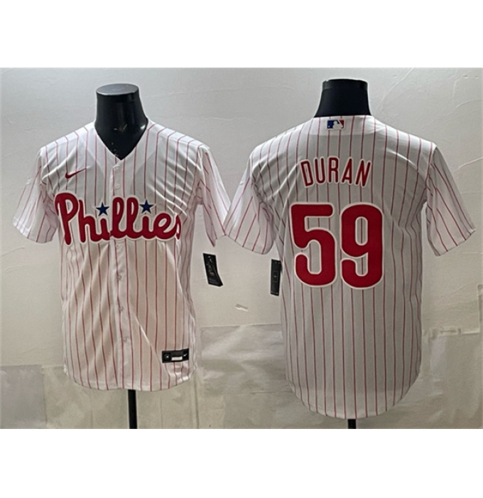 Men's Philadelphia Phillies #59 Jhoan Durán White Cool Base Stitched Jersey